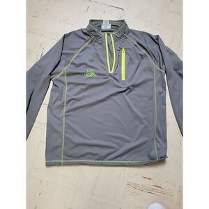 Ducks Unlimited Artisans Active Men L Grey Yellow Embroidery Quarter Zip Thermal